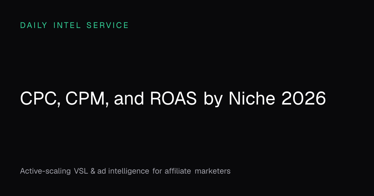 CPC, CPM, and ROAS by Niche 2026 | Daily Intel Service